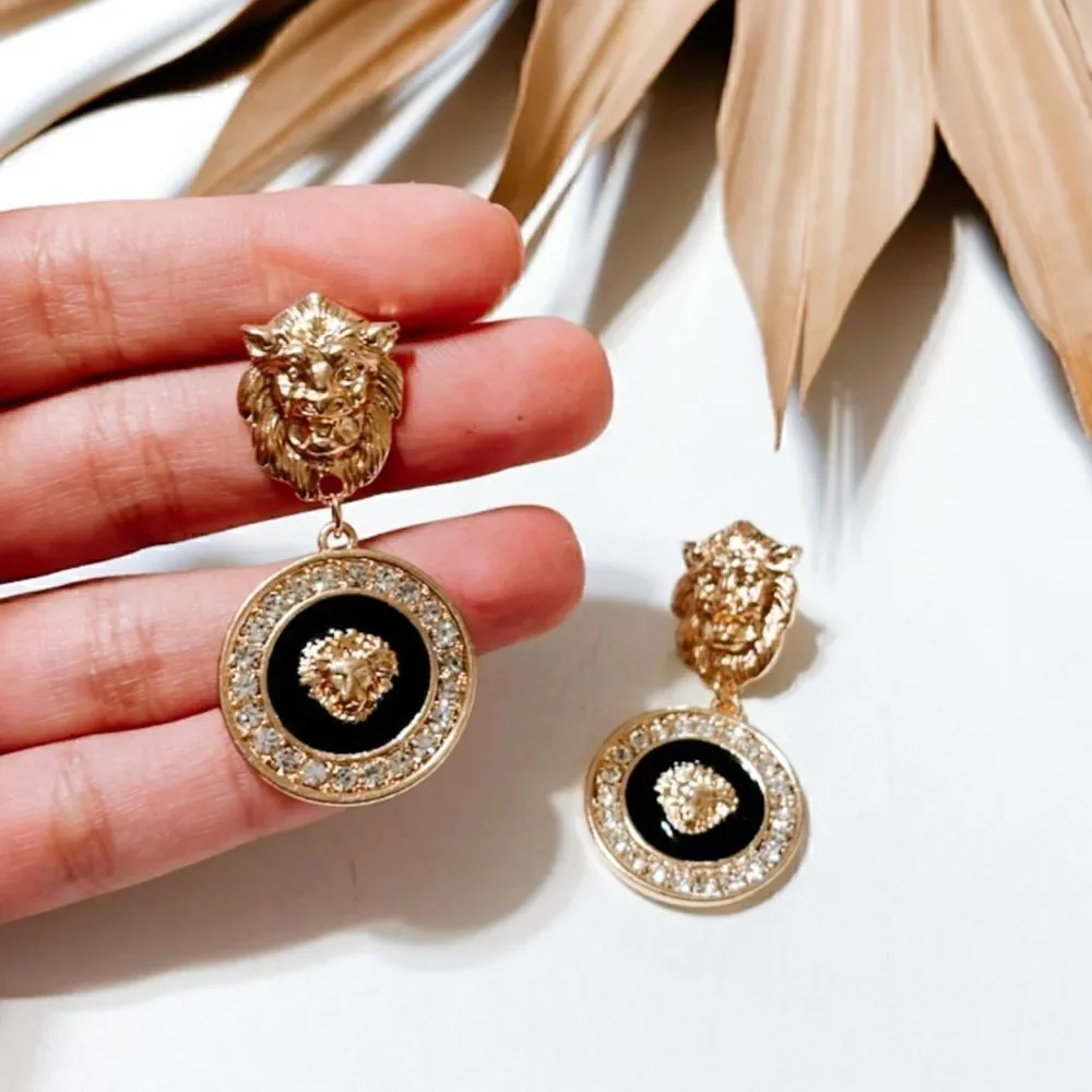 Tiger coin drop earrings #1140